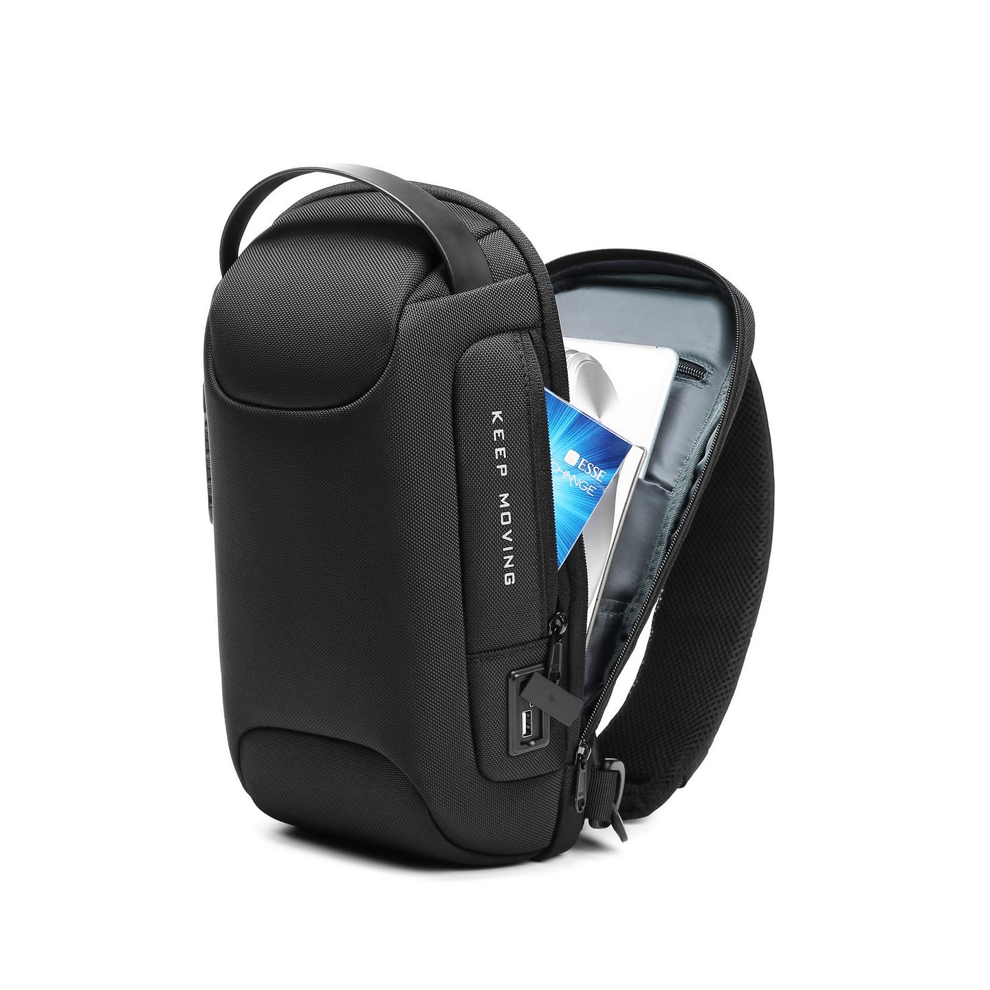 Aluma Bags -  Motion X Sling – Secure Tech Sling Bag with Password Lock & USB Charging Port