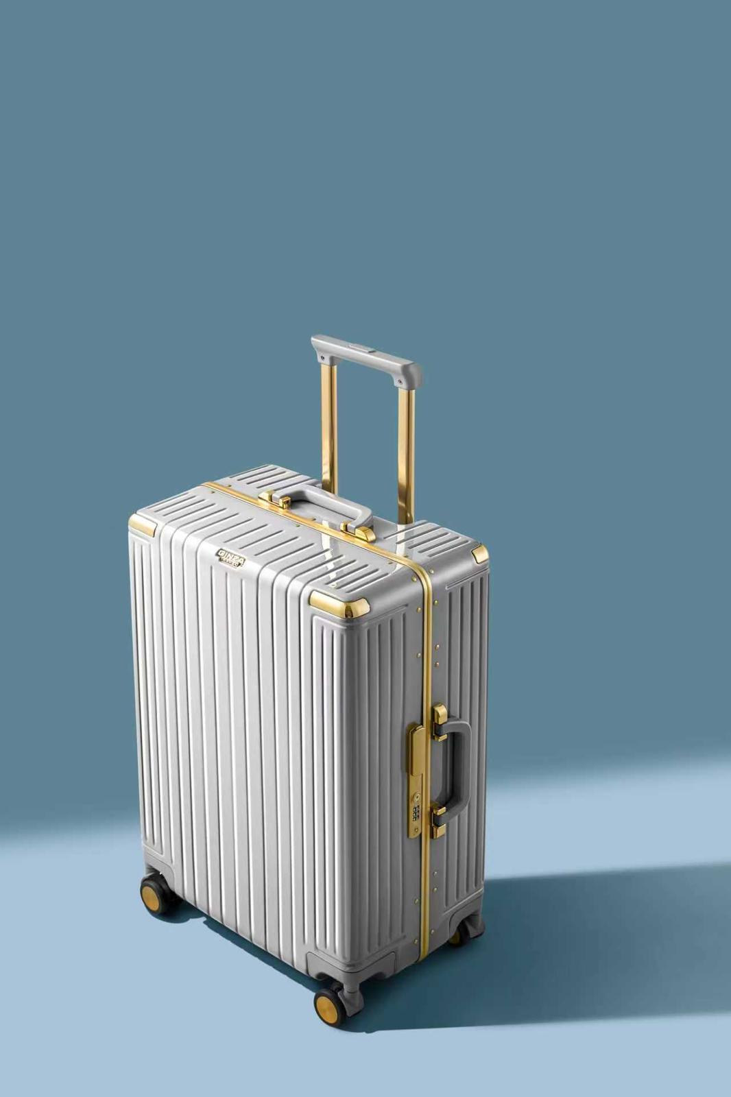 alumabags  GINZA 1-Piece 20-Inch Hard Shell Carry-On Suitcase with 360° Spinner Wheels, TSA Lock & Lightweight Design  GINZA
