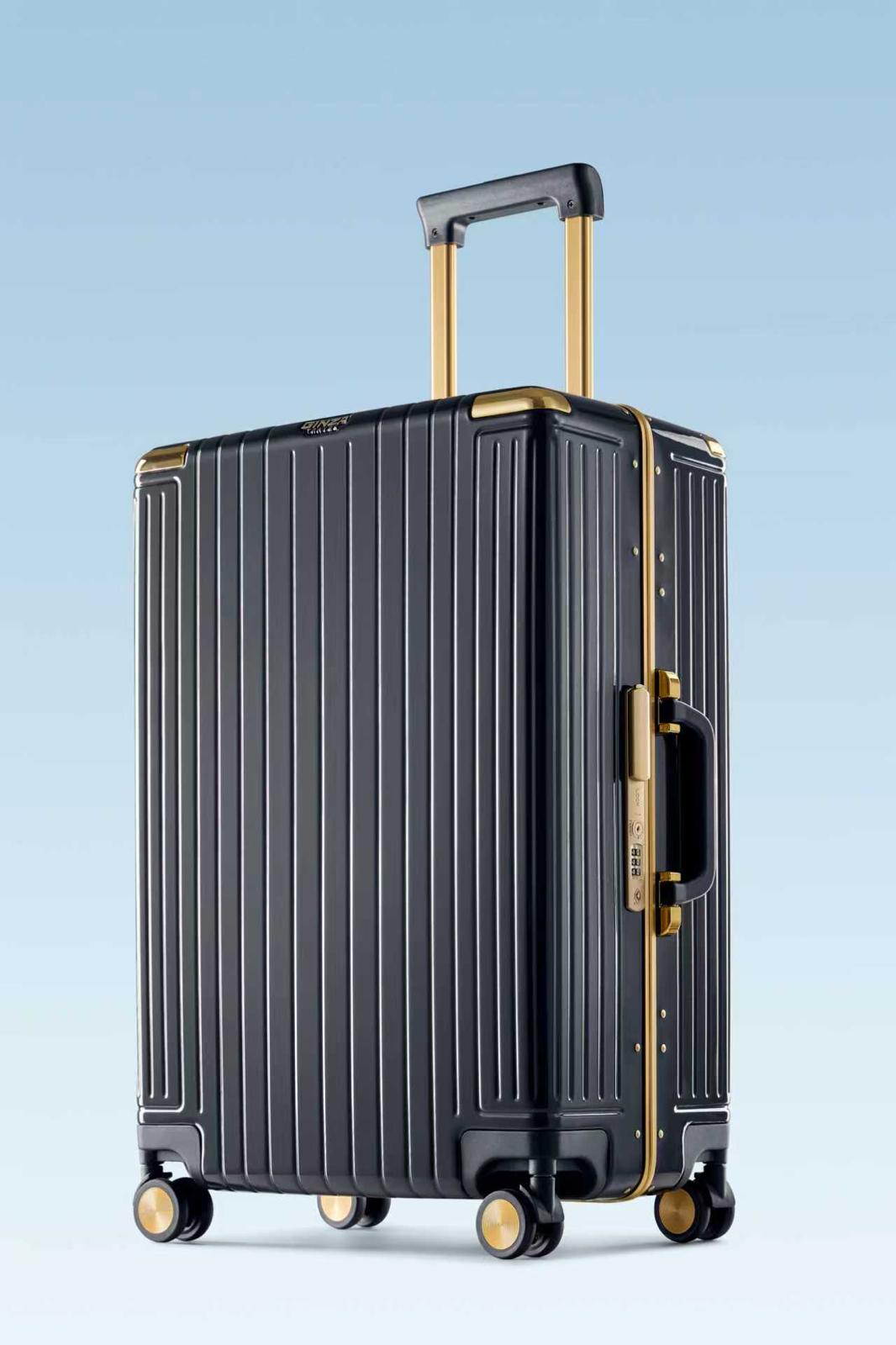 alumabags  GINZA 1-Piece 20-Inch Hard Shell Carry-On Suitcase with 360° Spinner Wheels, TSA Lock & Lightweight Design  GINZA